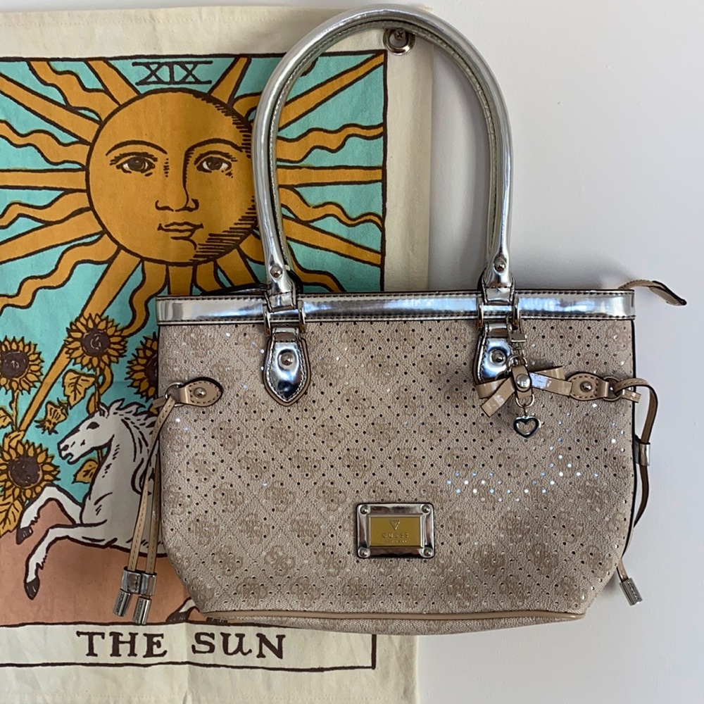 Silver/Taupe Guess Handbag